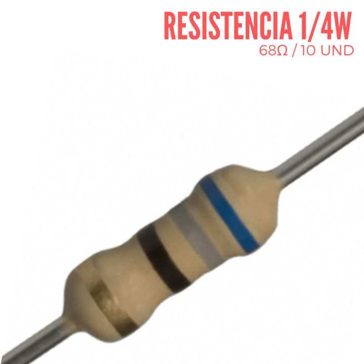 Resistencia 68 Ohm 1/4 W (10 Pcs)