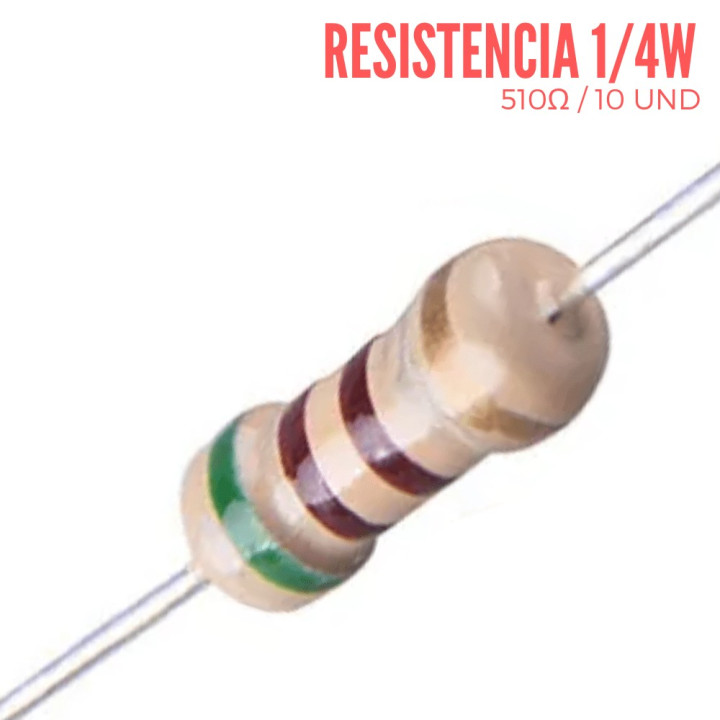 Resistencia 510 Ohm 1/4 W (10 Pcs)