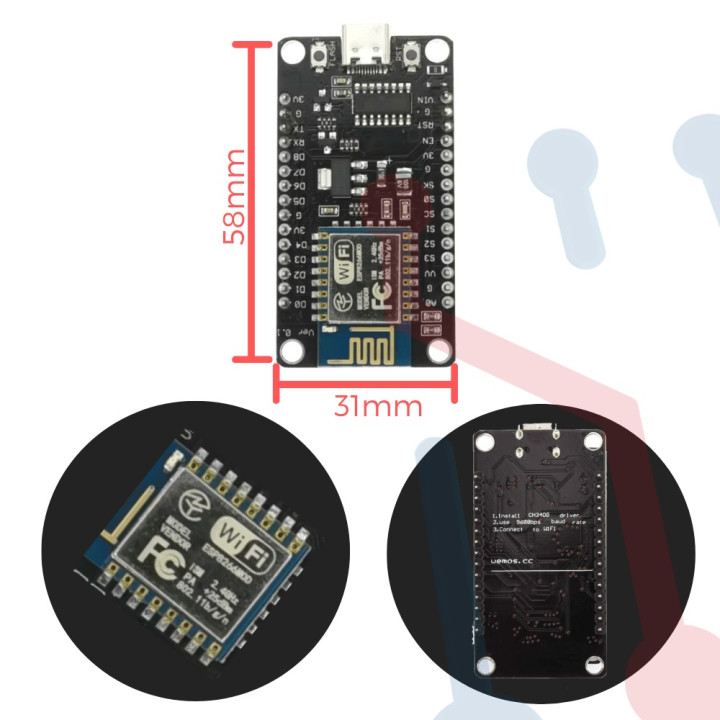 Módulo WIFI nodeMCU V3 USB Tipo C