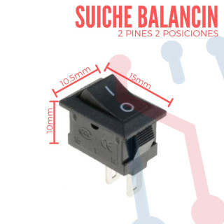 Suiche Balancin Mini 2Pos 2Pin 3A Negro