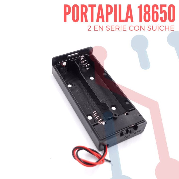 Portapila 18650X2 con Suiche