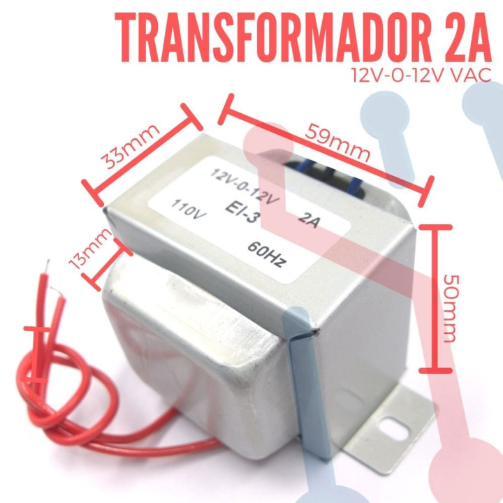 Transformador 12VAC-0-12VAC 2A
