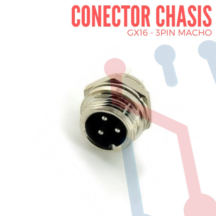 Conector Chasis Macho 3 Pin GX16-3