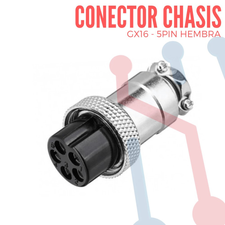 Conector Chasis Hembra 5 Pin GX16-5