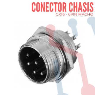 Conector Chasis Macho 6 Pin GX16-6