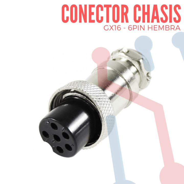 Conector Chasis Hembra 6 Pin GX16-6