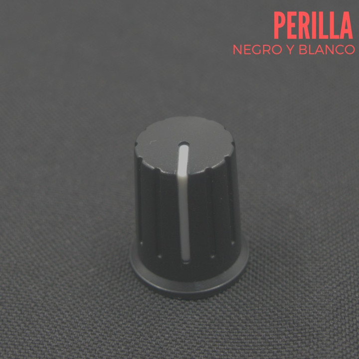 Perilla Negra Estriada para Potenciómetro 19mm