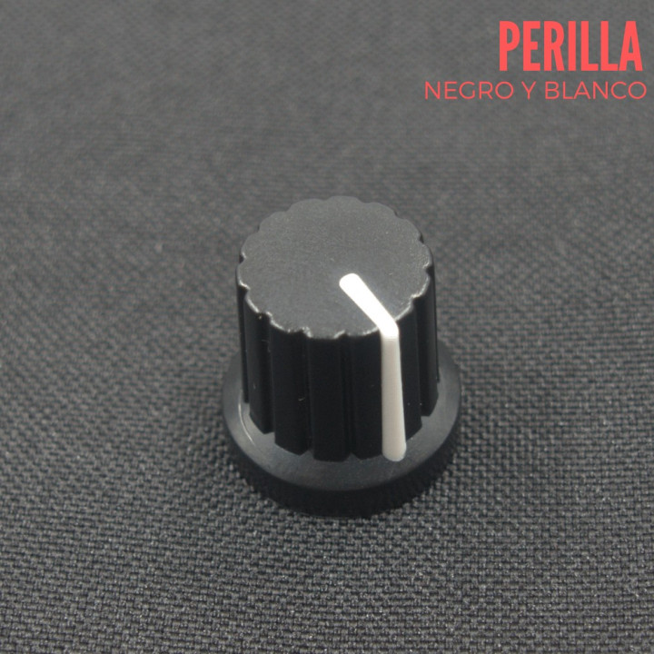 Perilla Negra Estriada para Potenciómetro 15mm