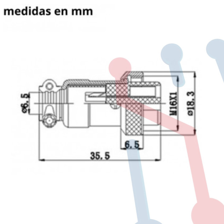 Conector Chasis Hembra 8 Pin GX16-8