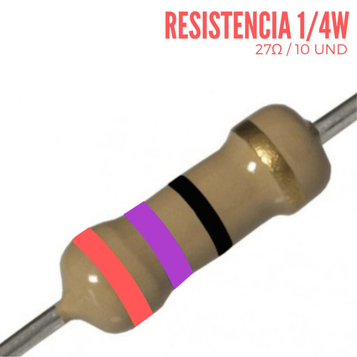 Resistencia 27 Ohm 1/4 W (10 Pcs)
