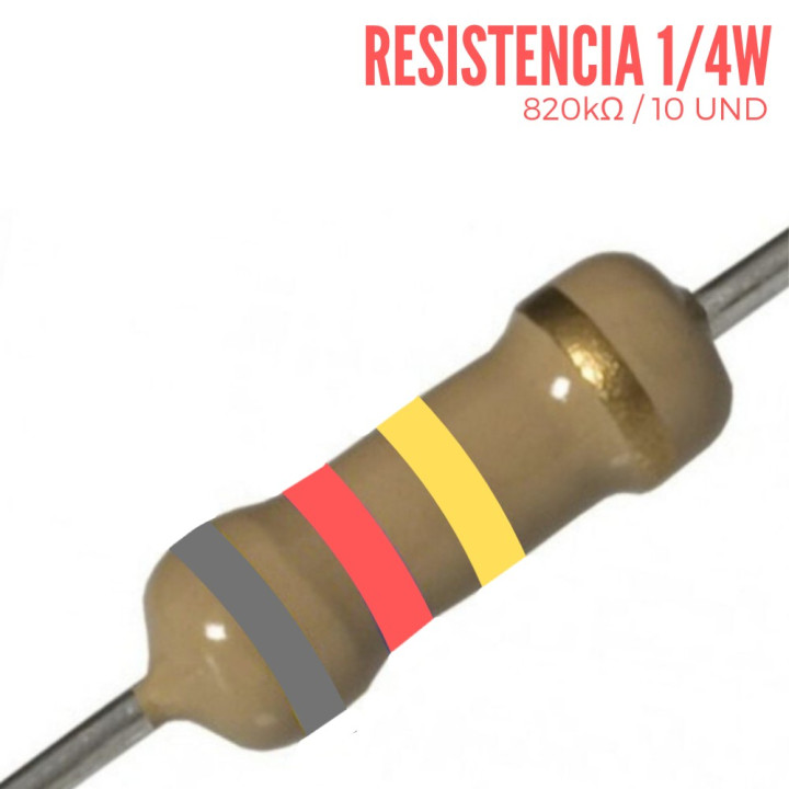 Resistencia 820K Ohm 1/4 W (10 Pcs)