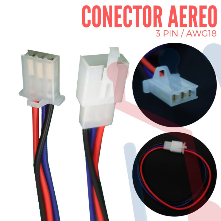 Conector Aéreo 3PIN AWG18 (Automotriz)