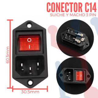 Conector Chasis C14 con Suiche