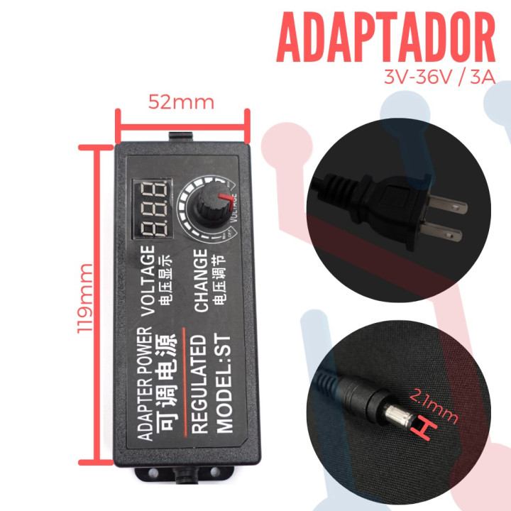 Adaptador de Voltaje  3V-36V 3A
