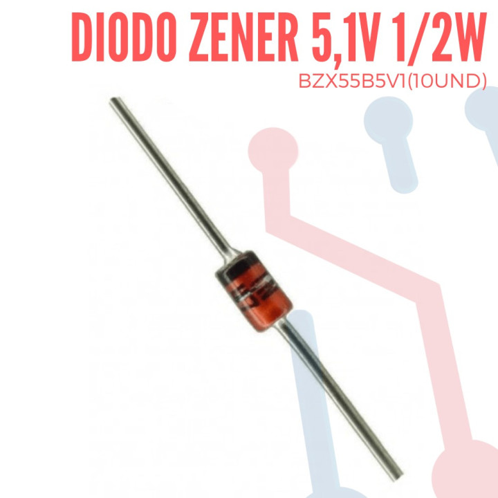 Diodo Zener 5,1V 1/2W (BZX55B5V1)