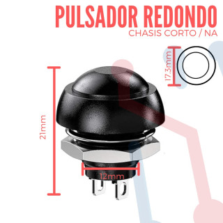 Pulsador Negro Chasis  Corto NA 12mm