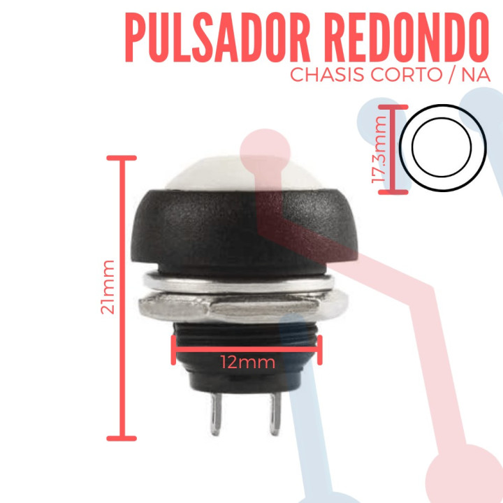 Pulsador Blanco Chasis  Corto NA 12mm