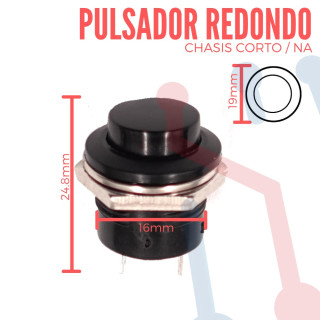 Pulsador Negro Chasis  Corto NA 16mm