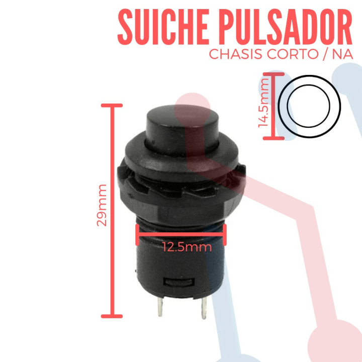 Suiche Pulsador Negro  NA 12.5mm