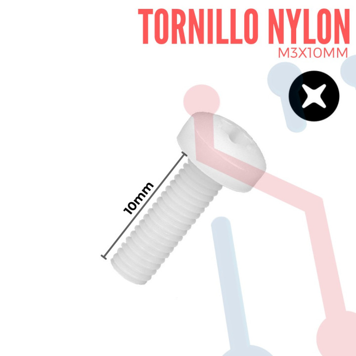 Tornillo Nylon Cabeza Redonda M3 10mm