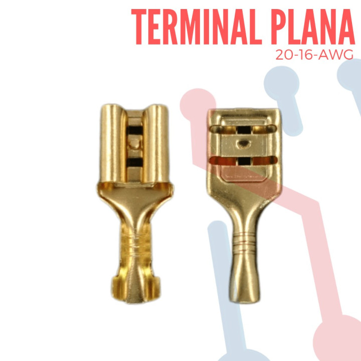 Terminal No Aislada Plana AWG 20-16 (100 UND)