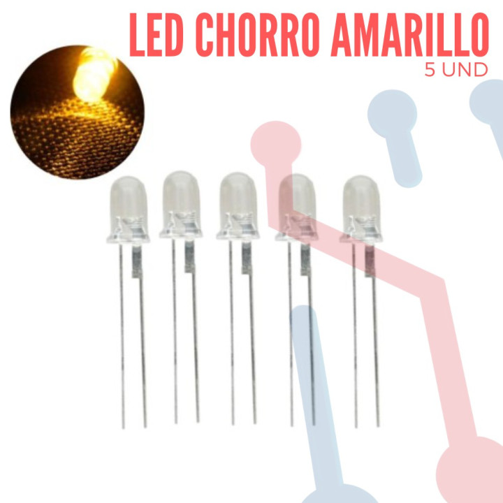 Led Chorro 5mm Amarillo (5 Pcs)