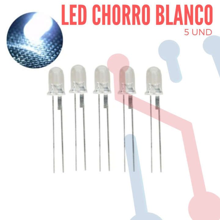 Led Chorro 5mm Blanco (5 Pcs)