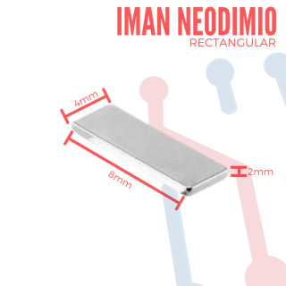 Imán Neodimio Rectangular 8x4x2mm