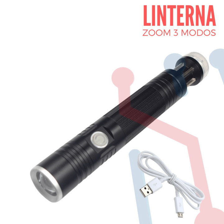 Linterna Recargable con Zoom 3W