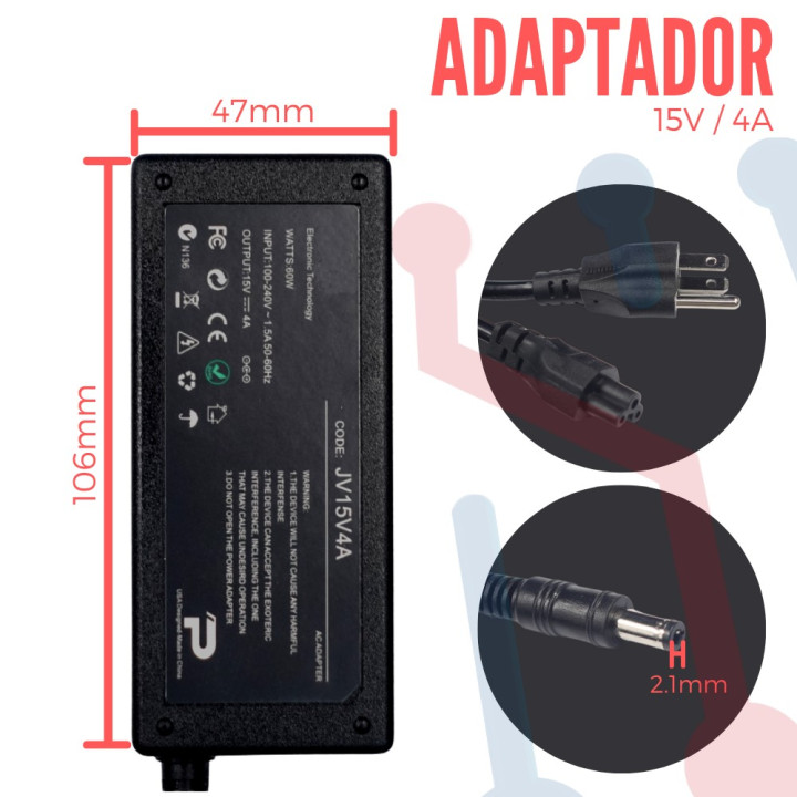 Adaptador de Voltaje 15V 4A