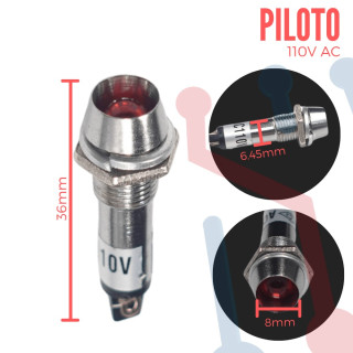 Piloto Neón Metálico Rojo 110V AC