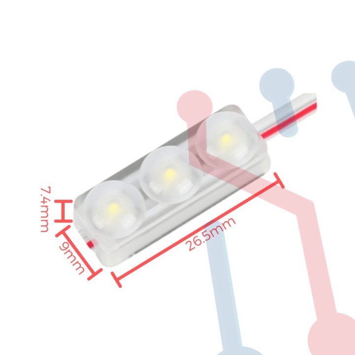 Módulo 3 Led 2835 Blanco Impermeable IP65 12VDC 0.5W