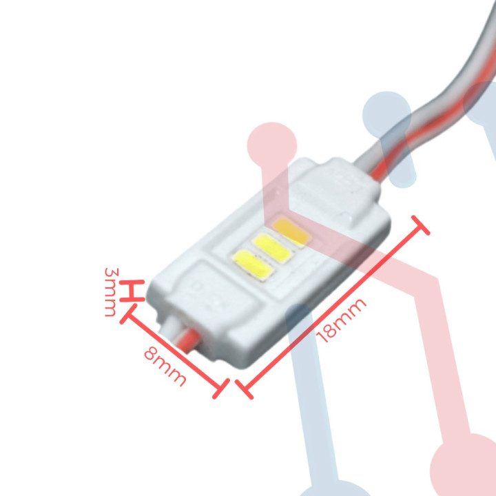 Módulo 3 Led 3014 Blanco Impermeable IP65 12VDC 0.36W