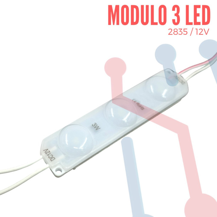 Modulo 3 Led 2835 blanco con Lupa 12V