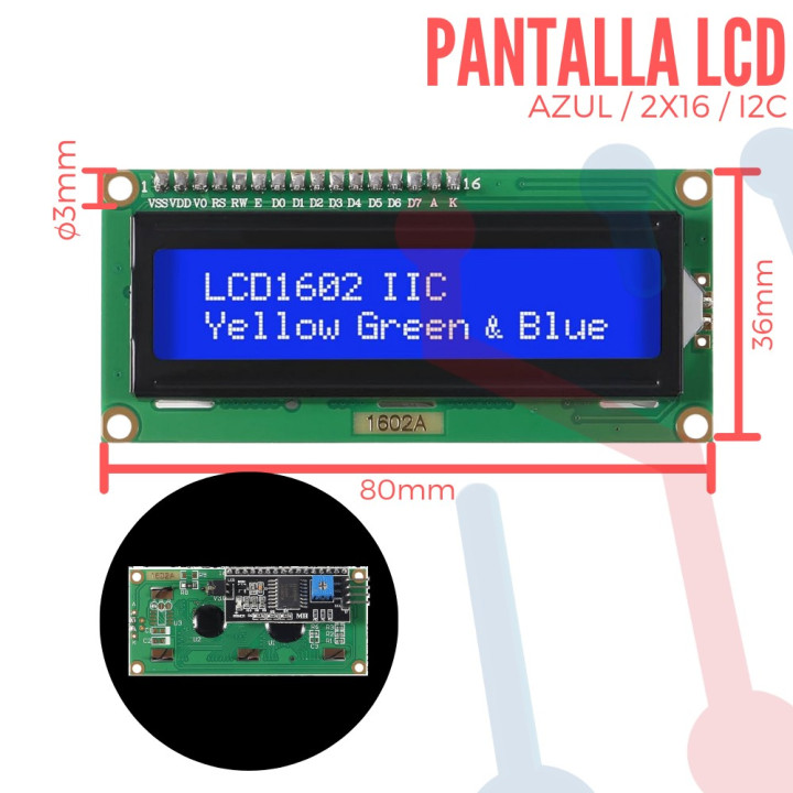 Display LCD 2X16 Backlight Azul con I2C