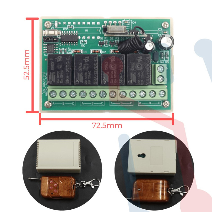 Modulo Receptor 4 CH 433Mhz