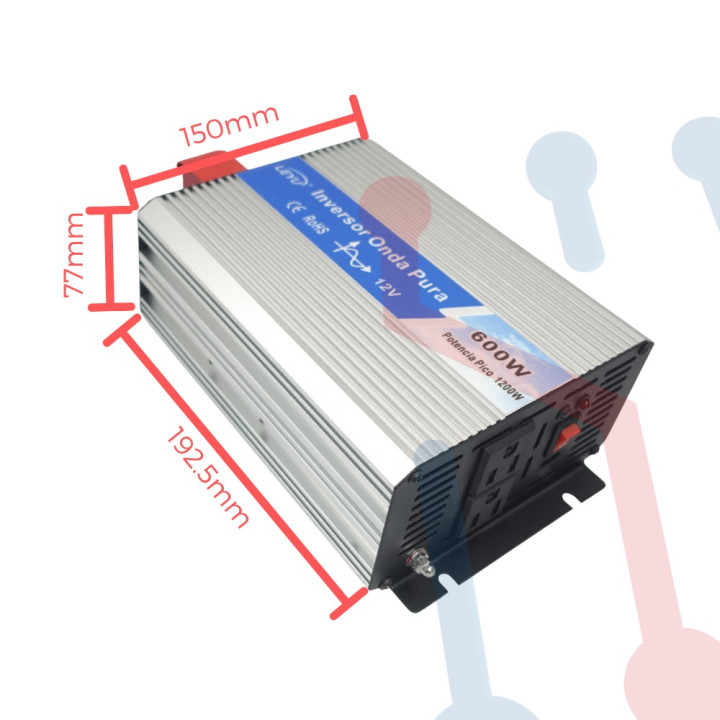 Inversor (Onda pura) DC/AC 12V 600W-LEYU