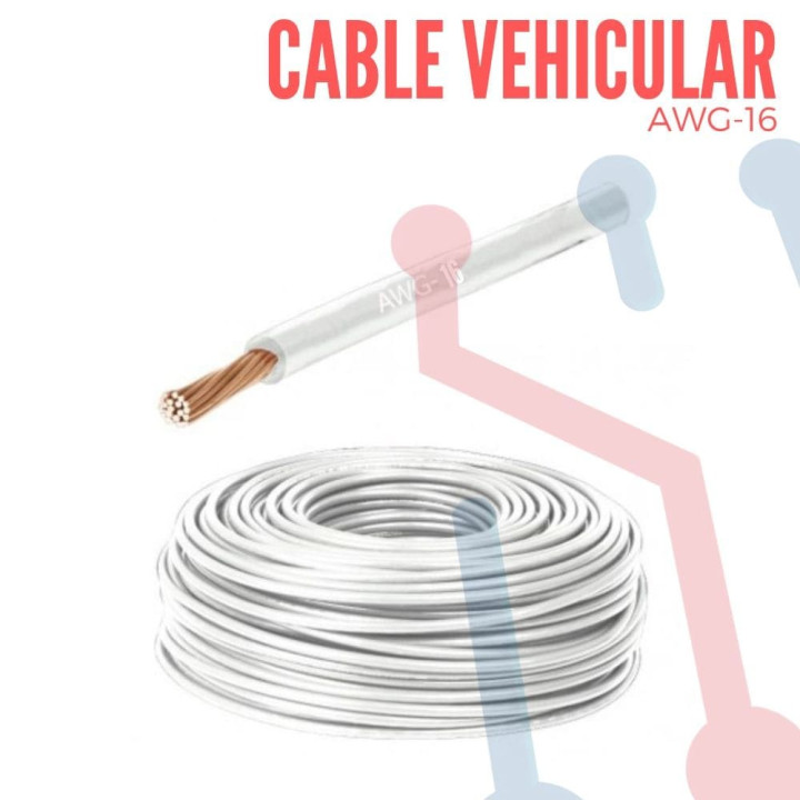 Cable Vehicular AWG 16 Blanco X Metro