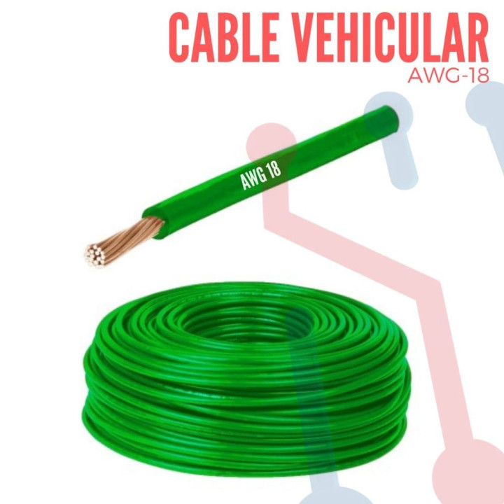 Cable Vehicular AWG 18 Verde X Metro