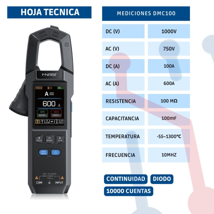 Pinza Voltiamperimetrica FNIRSI DMC-100
