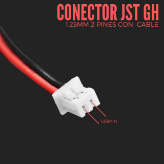 Conector JST GH 2 Pin Hembra de 1.25mm con Cable