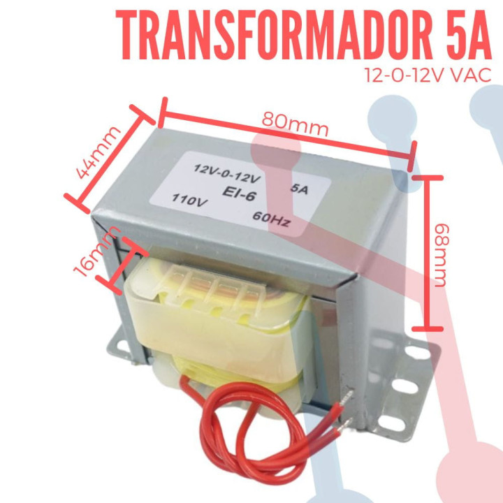 Transformador 12VAC-0-12VAC 5A
