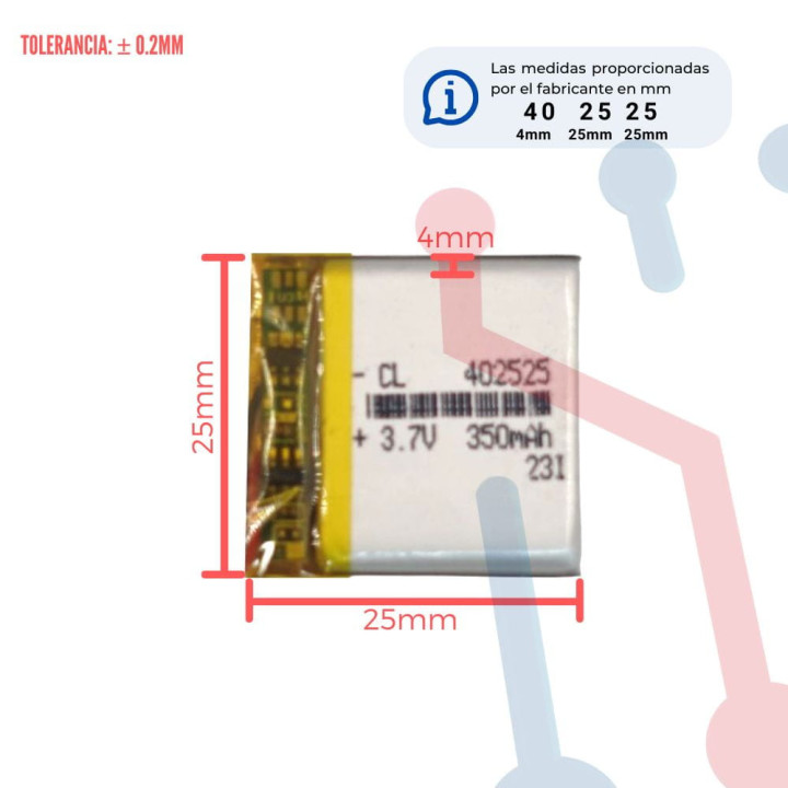 Batería LI-PO 3.7V 350mA (402525)
