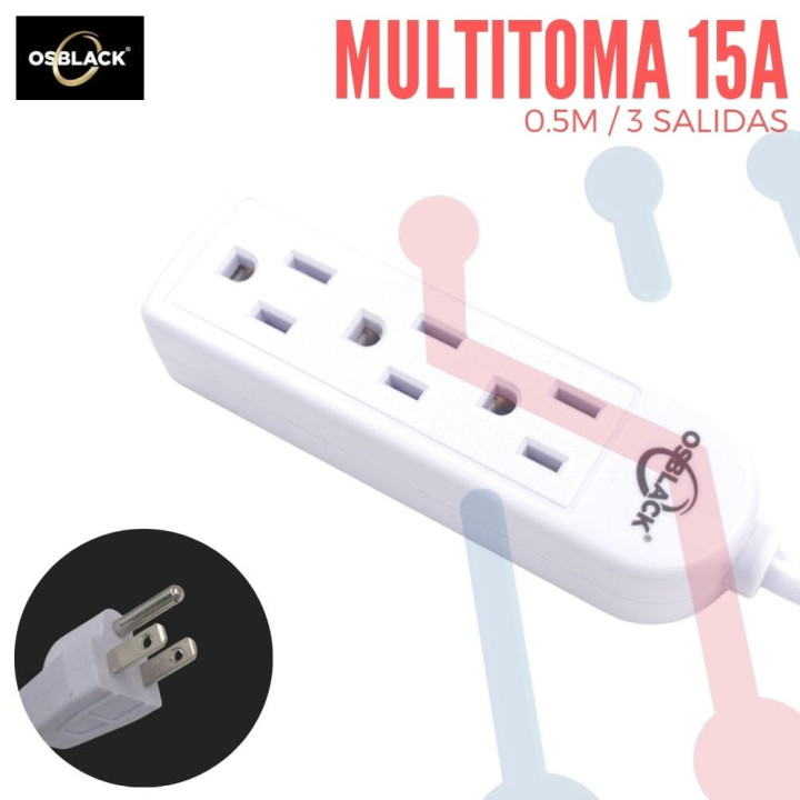 Multitoma Eléctrico 3 Salidas 15A