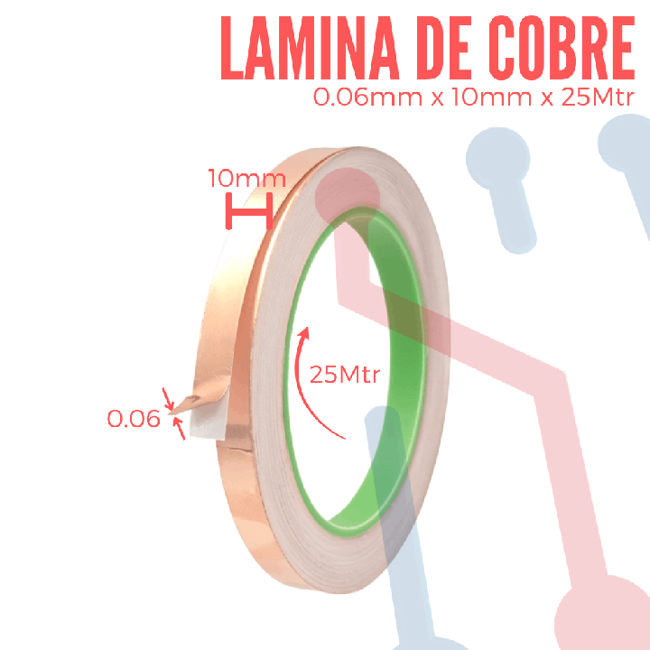 Cinta de Cobre Adhesiva Conductora 25m
