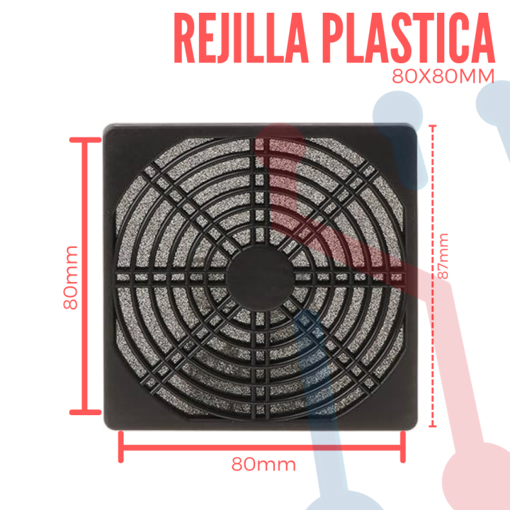 Rejilla plástica con filtro (80 × 80mm)