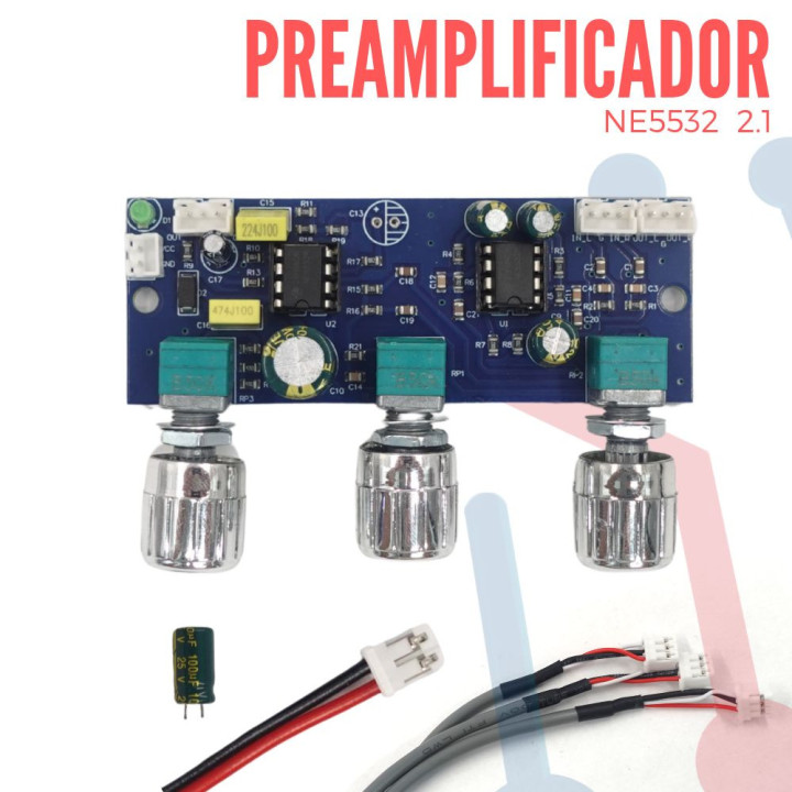 Preamplificador Estéreo NE5532 2.1 Canales