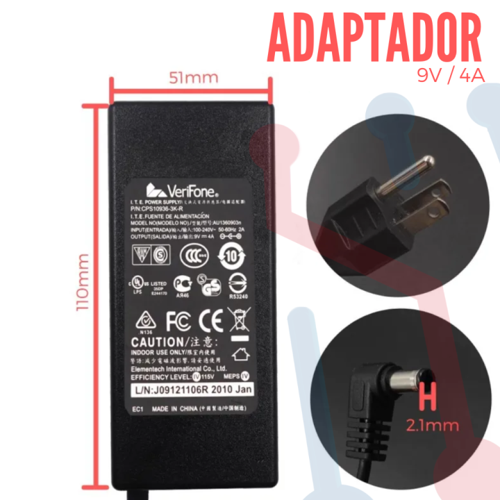 Adaptador de Voltaje 9V 4A