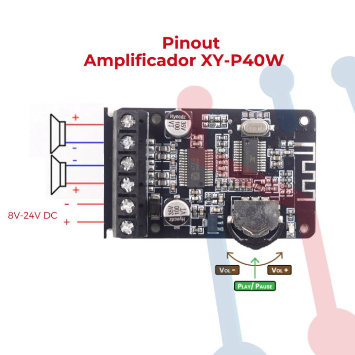 Amplificador 2X40W (XY-P40W) con Bluetooth