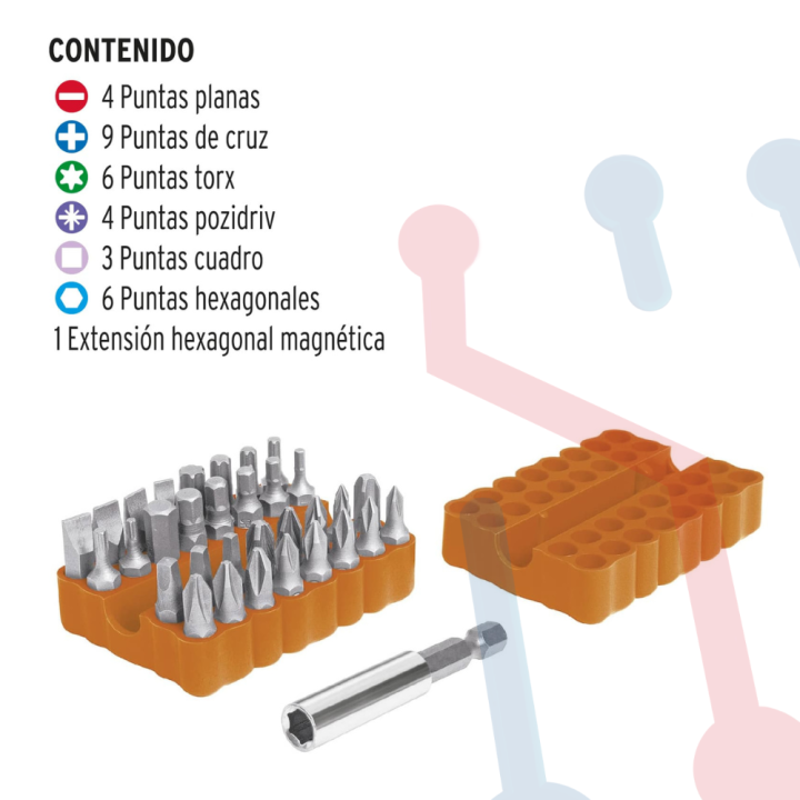 Kit de Puntas para Destornillador (33 PCS)